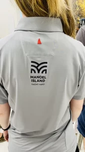 dtf printed polo logo branded back