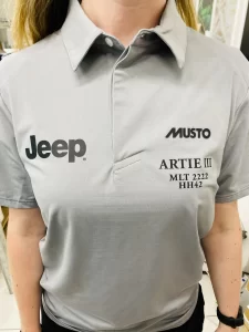 dtf printed polo logo branded front