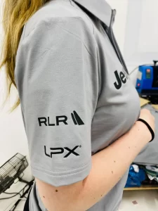 dtf printed polo logo branded sleeve 01