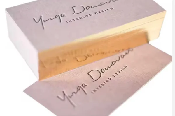 Business Cards — business cards #561 Elegant business cards with gold border and embossed text for luxury branding.