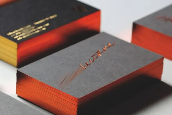 Business Cards — luxury business cards #1076 Luxury black business cards with red edges and hot stamp design.