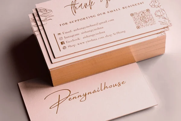 Business Cards — business card #1205 Luxury business cards with embossed foil detailing and thank you message.