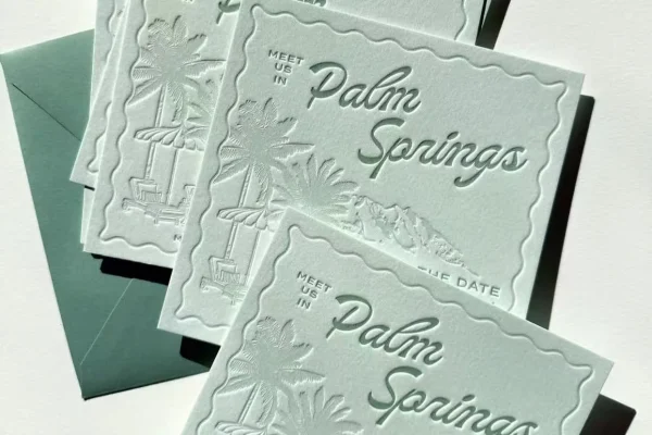 Business Cards — wedding invitations #1227 Elegant wedding invitations with embossed Palm Springs design.