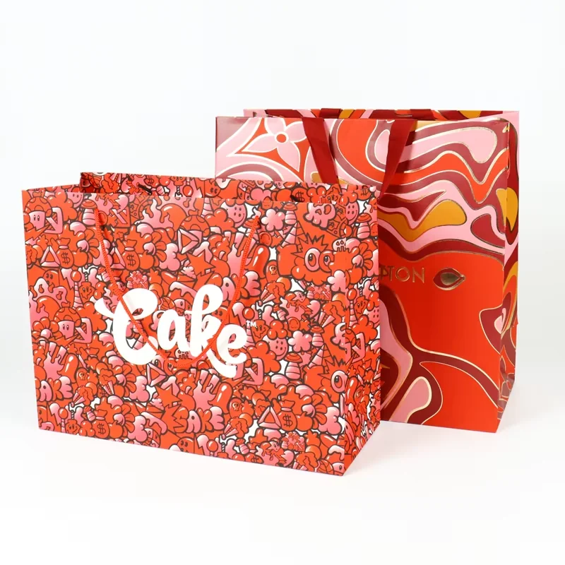Collection of branded gift bags for retail