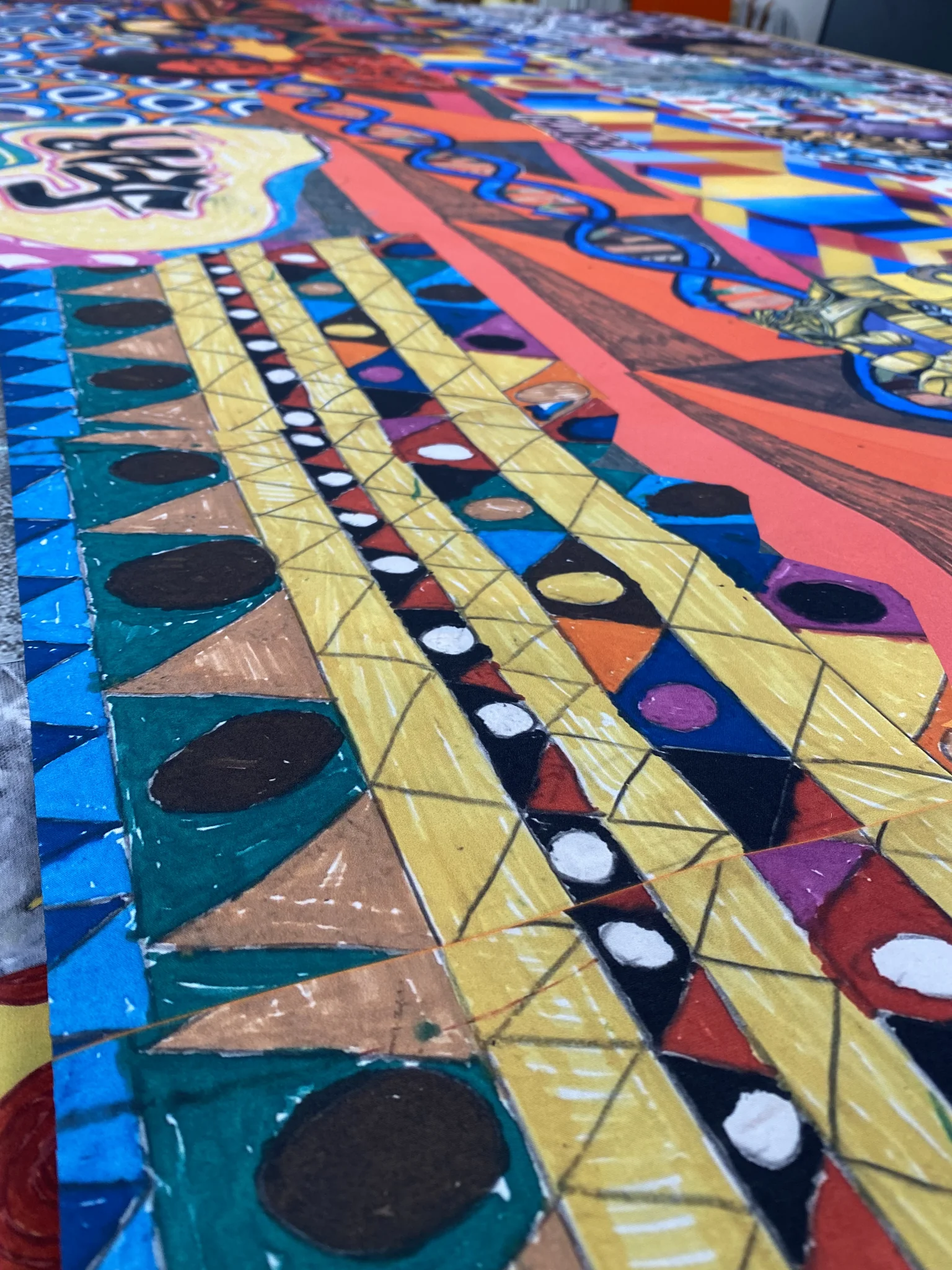 Custom fabric printing with vibrant patterns and colours.