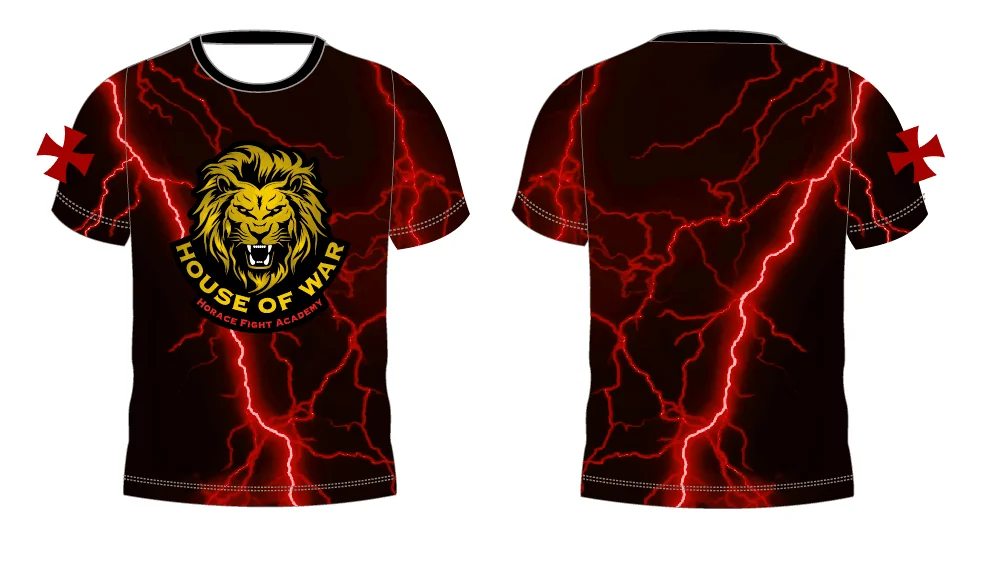Custom t-shirt with lion and lightning design for t-shirt printing service.