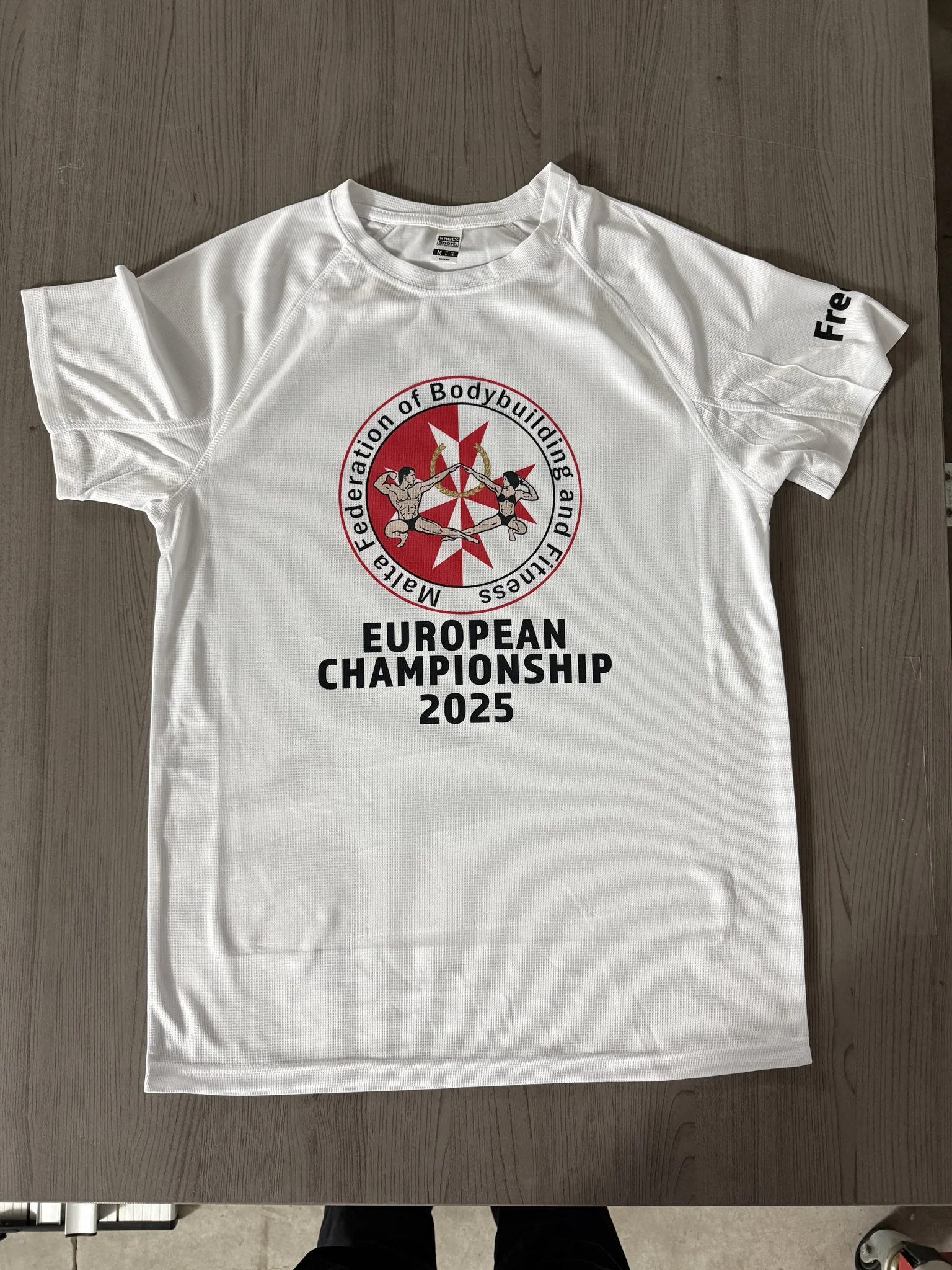 Printed t-shirt for European Championship 2025 with logo and text.